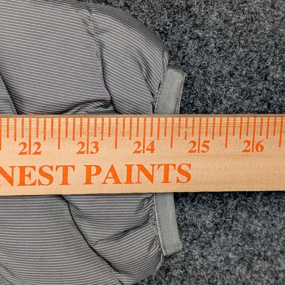 Eddie Bauer Womens XL Grey Pinstripe Hooded Down Puffer Jacket Quilted Full Zip - Picture 5 of 10